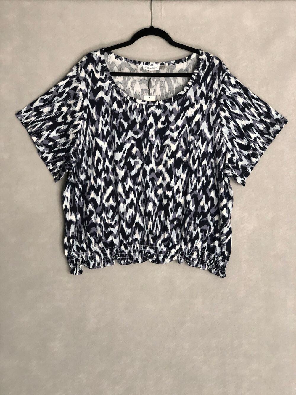 Calvin Klein Printed Top Short Sleeve Women's 3X NEW
